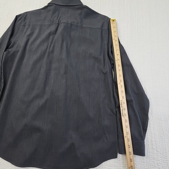 Calvin Klein Button Down Shirt Men's L Black Grey Stripe Slim Fit EUC Old Money - Picture 12 of 15